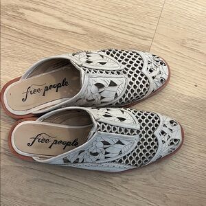 Free People leather Cream Cutout Mules